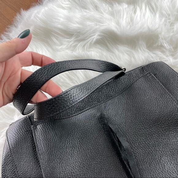 Dimoni By Julio Black Pebbled Leather Maestre S.L Triple Compartment Satchel Bag - Picture 6 of 7